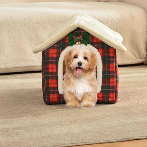 Christmas Cat Bed Plaid Cat Tent L K3079