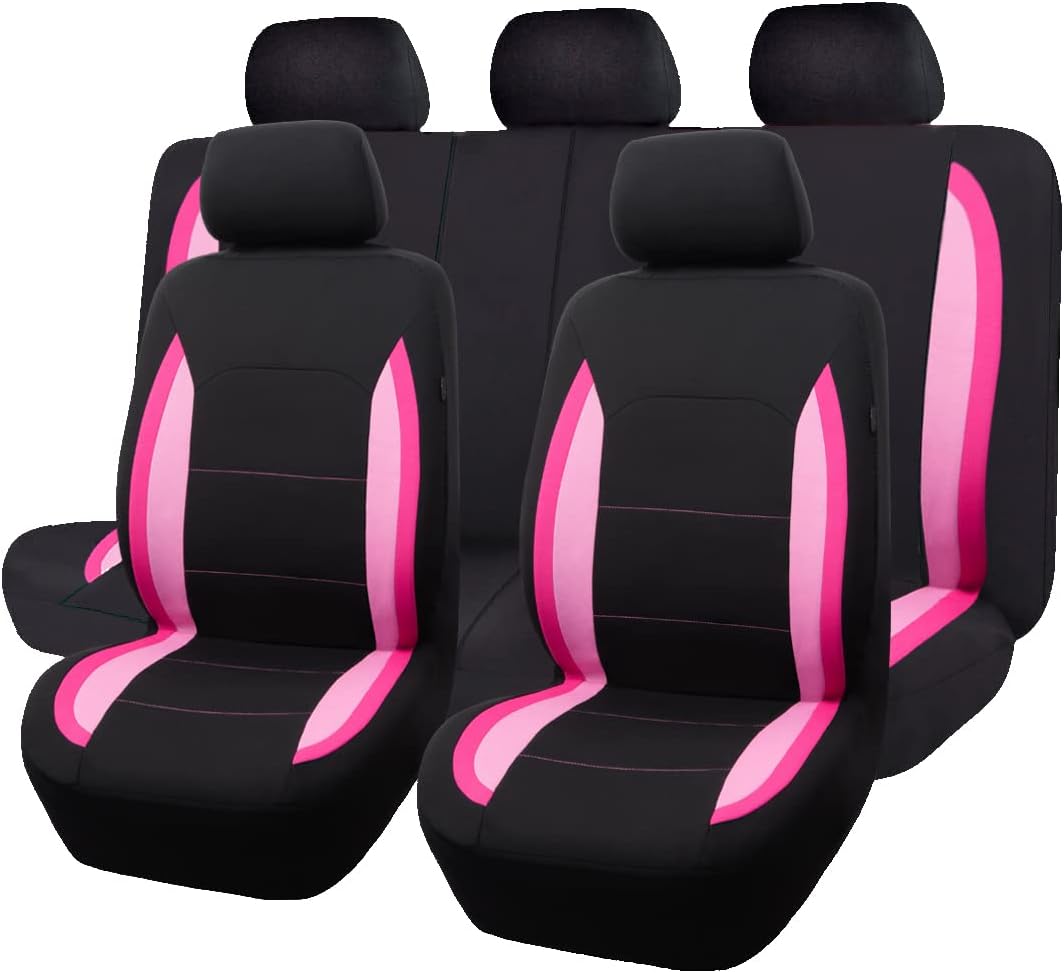 Black Purple Polyester Car Seat Covers Full Set Low Back Pack of 2 H6740