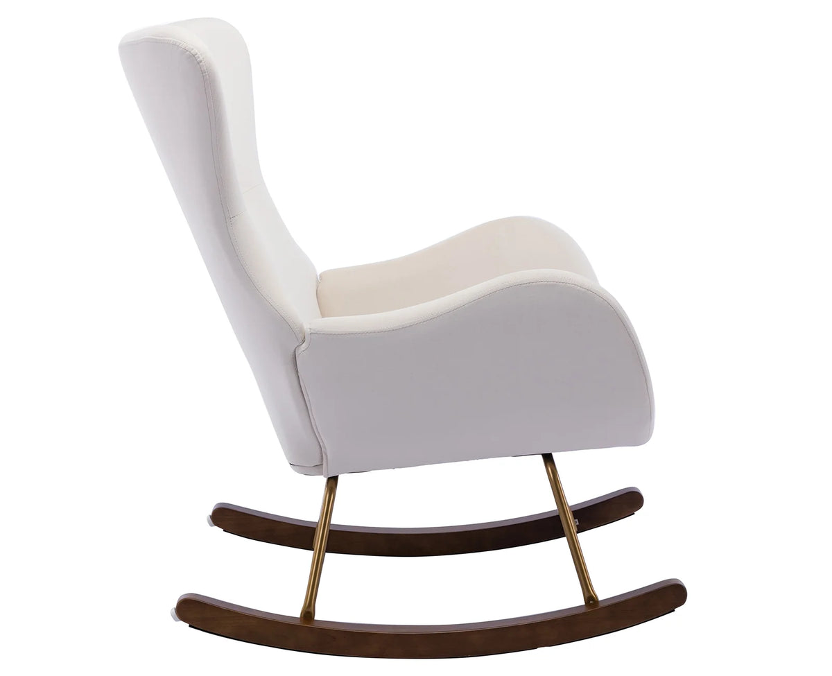 Cream Velvet Wingback Rocking Chair L6308