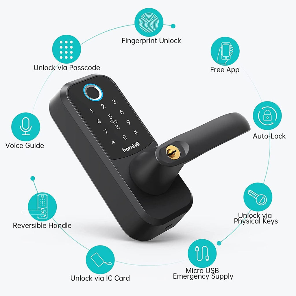 Fingerprint Door Lock Keyless Entry Bluetooth Keypad Lock with Reversible Handle W901