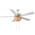 52x22 5-Blade LED Rattan Lighted Ceiling Fan Tan C97546