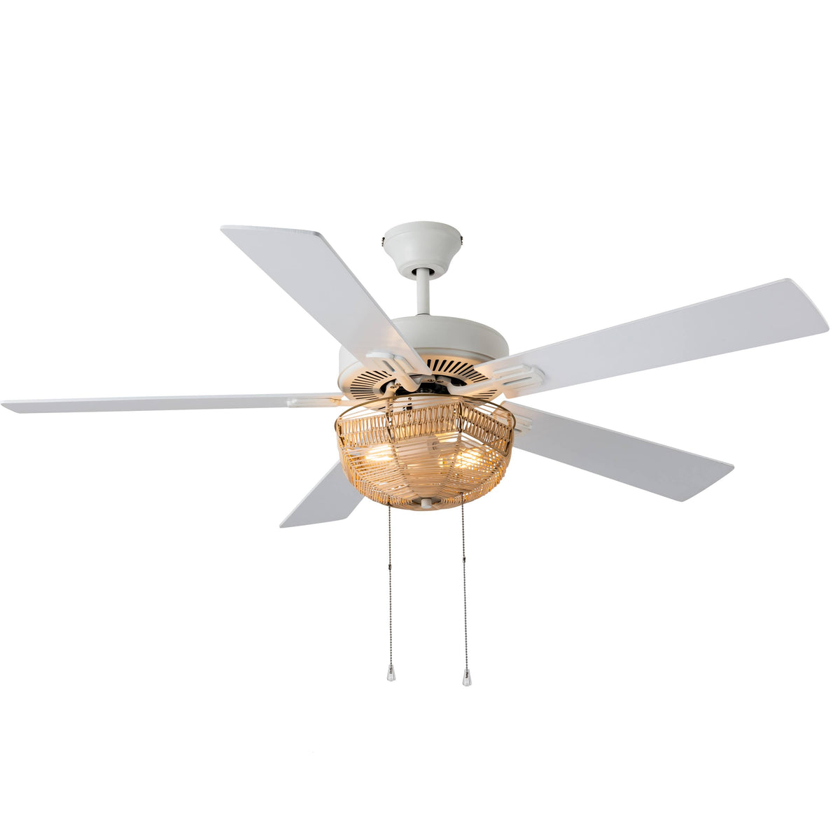 52x22 5-Blade LED Rattan Lighted Ceiling Fan Tan C97546