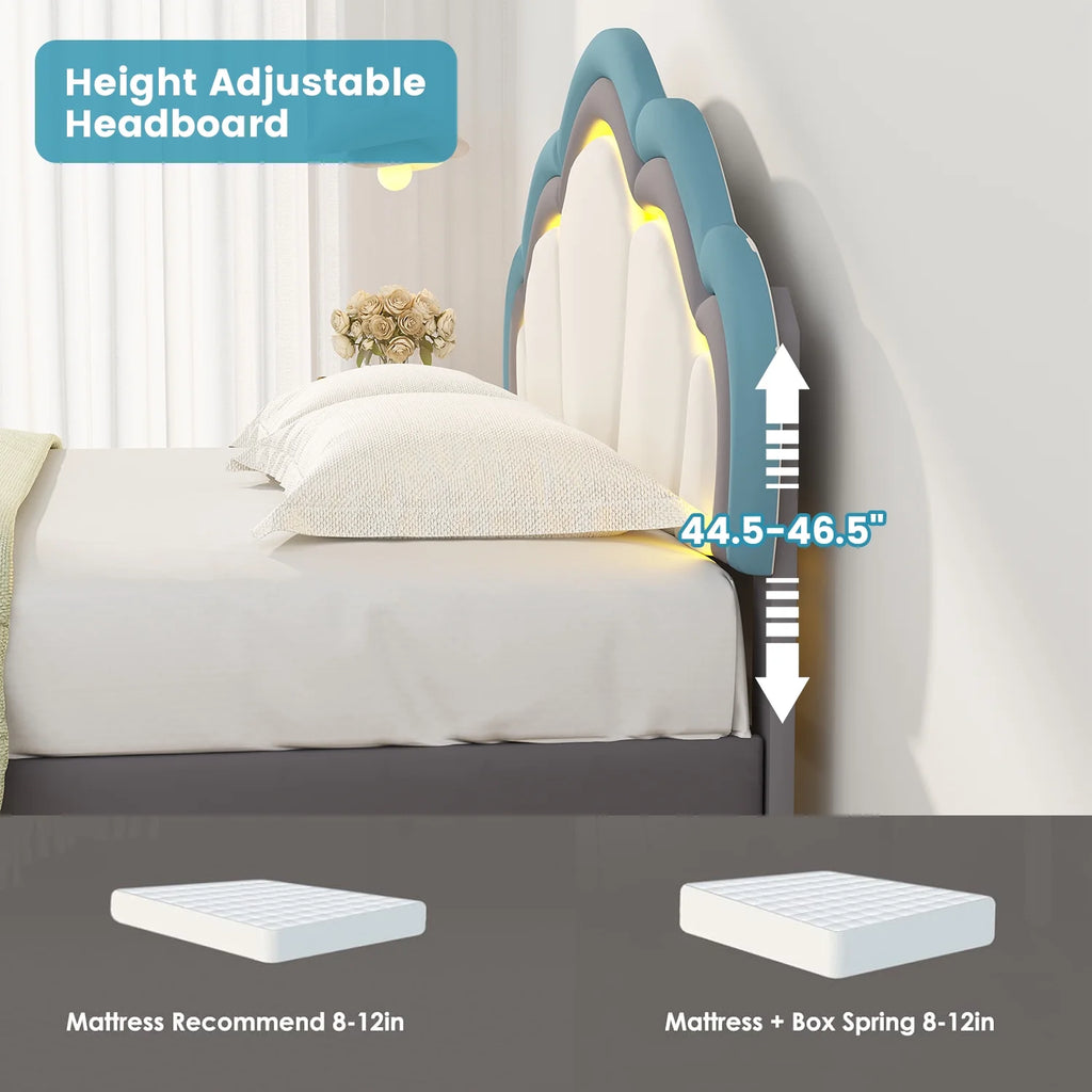 White Velvet Upholstered Twin Size Platform Bed Frame G19276