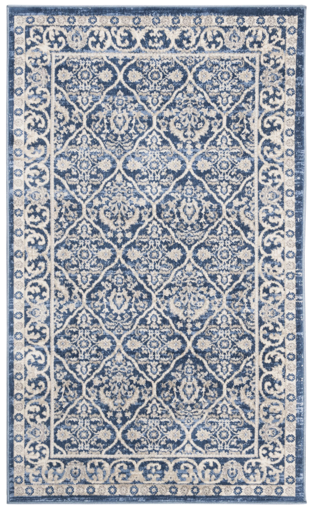 Navy Light Grey Geometric Area Rug D91915
