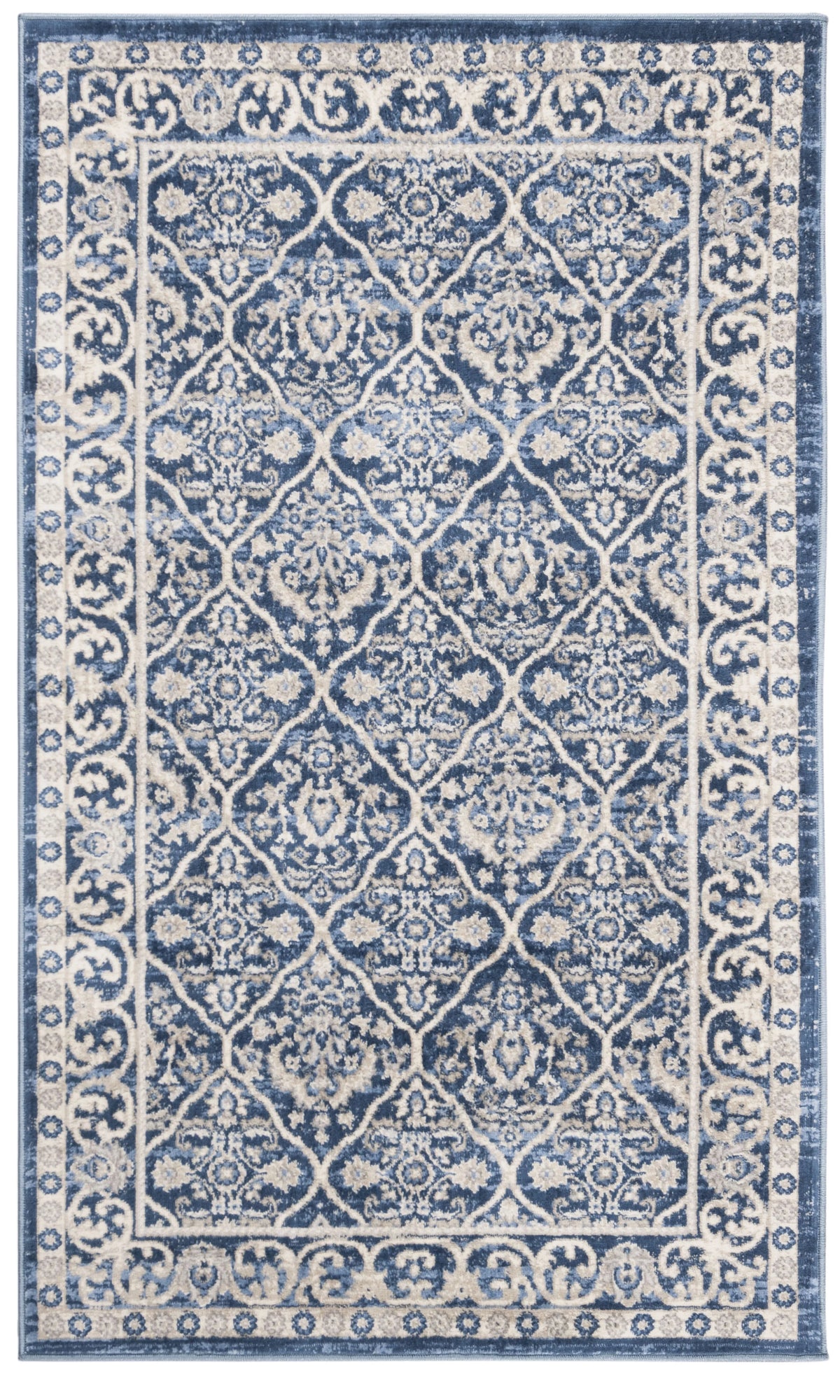 Navy Light Grey Geometric Area Rug D91915