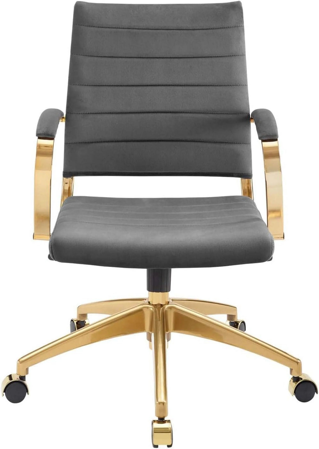 Gray Velvet Swivel Office Chair I287041