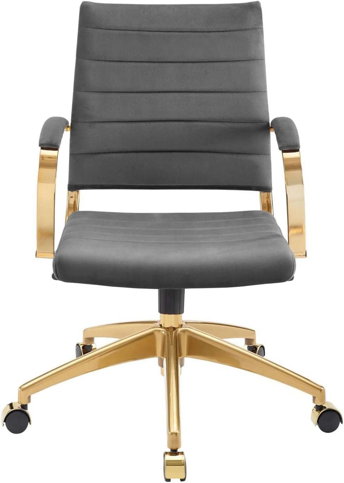 Gray Velvet Swivel Office Chair I287041