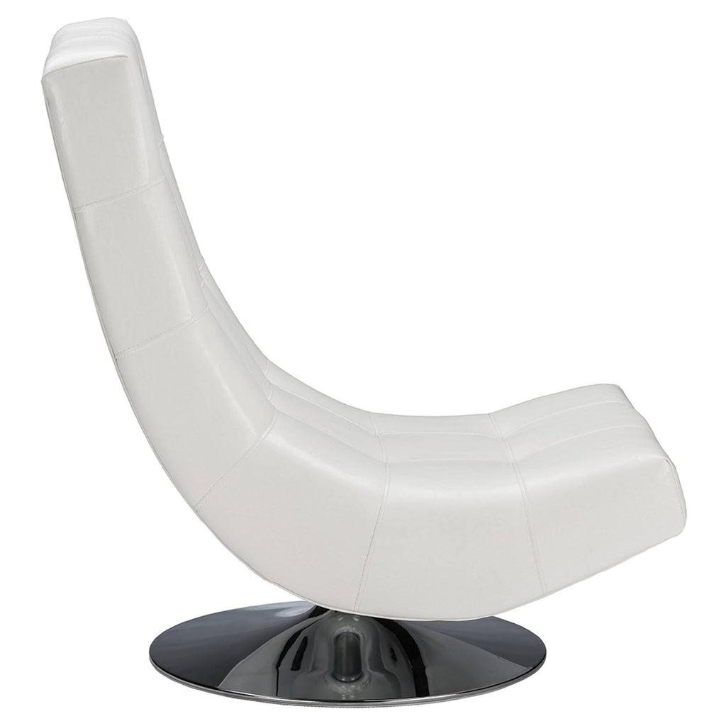White Faux Leather Swivel Chair with Metal Base S4547