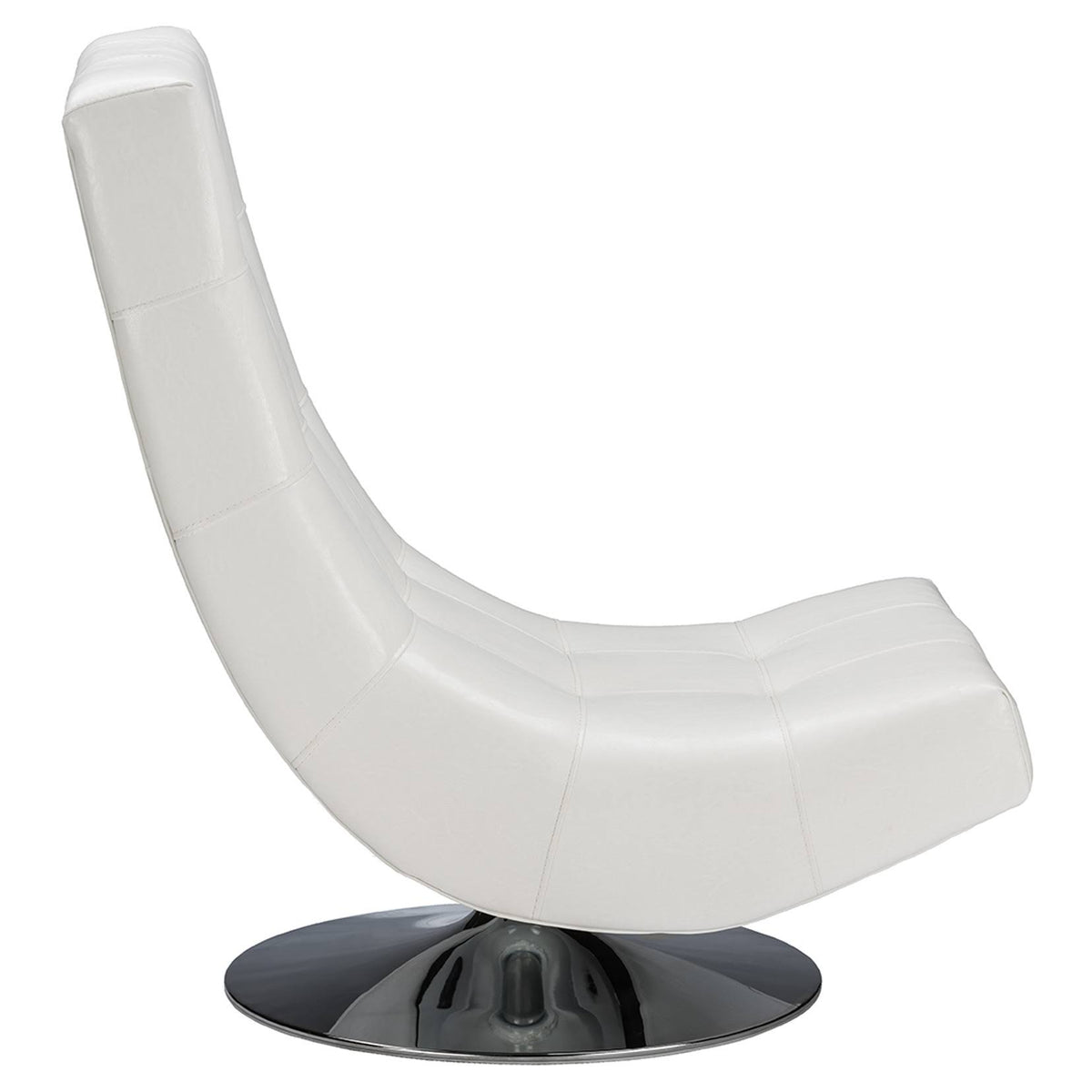 White Faux Leather Swivel Chair with Metal Base S4547