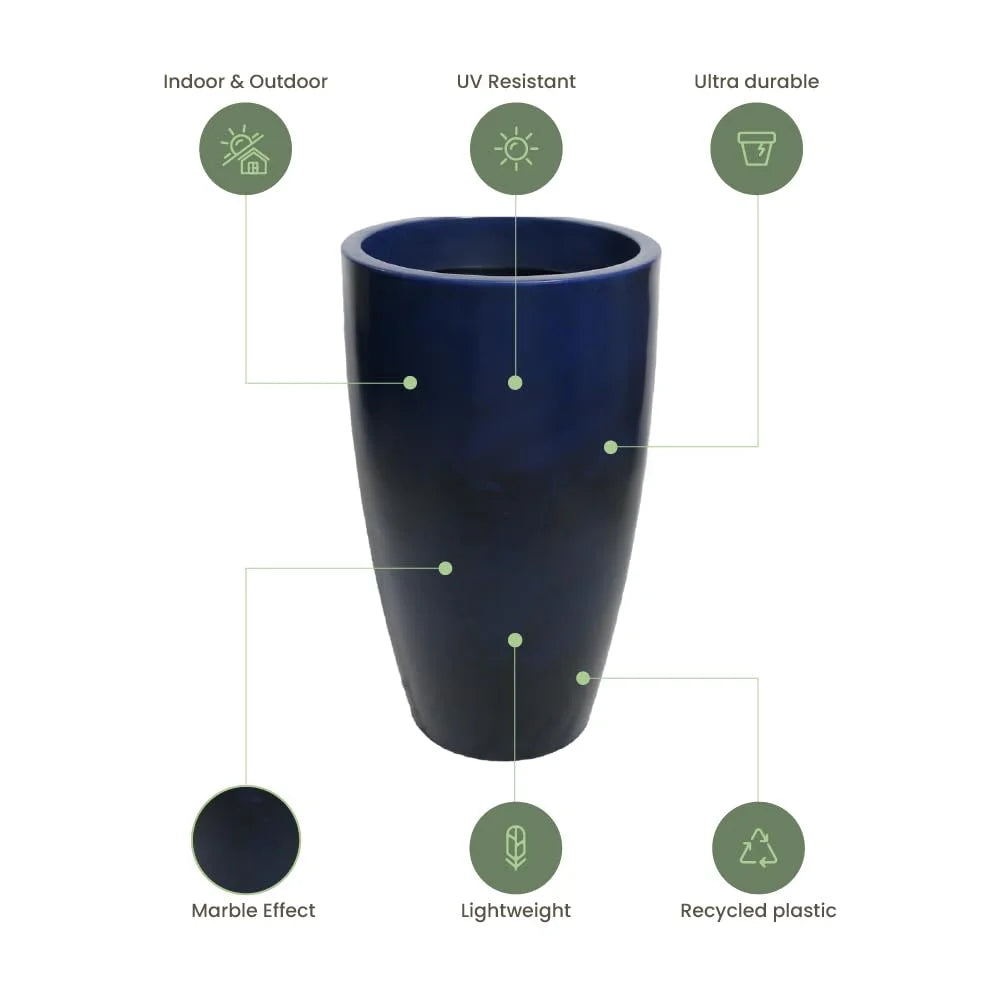 20.9-Inch Tall Round Pot Planter Dark Blue H570698