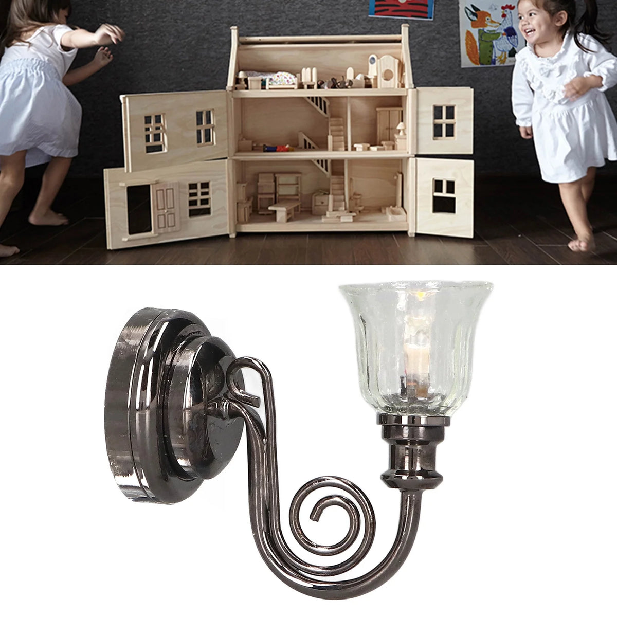 Dollhouse Wall Lamp Miniature Lantern Light with Battery L512