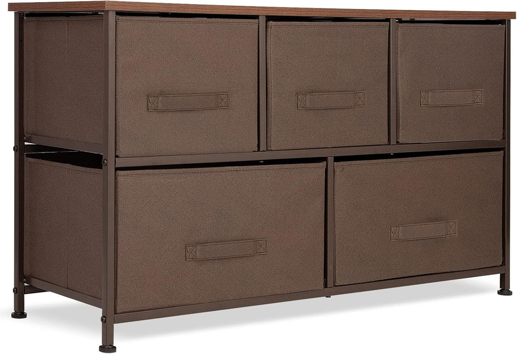 Brown 5-Drawer Storage Cabinet with Steel Frame Z3096