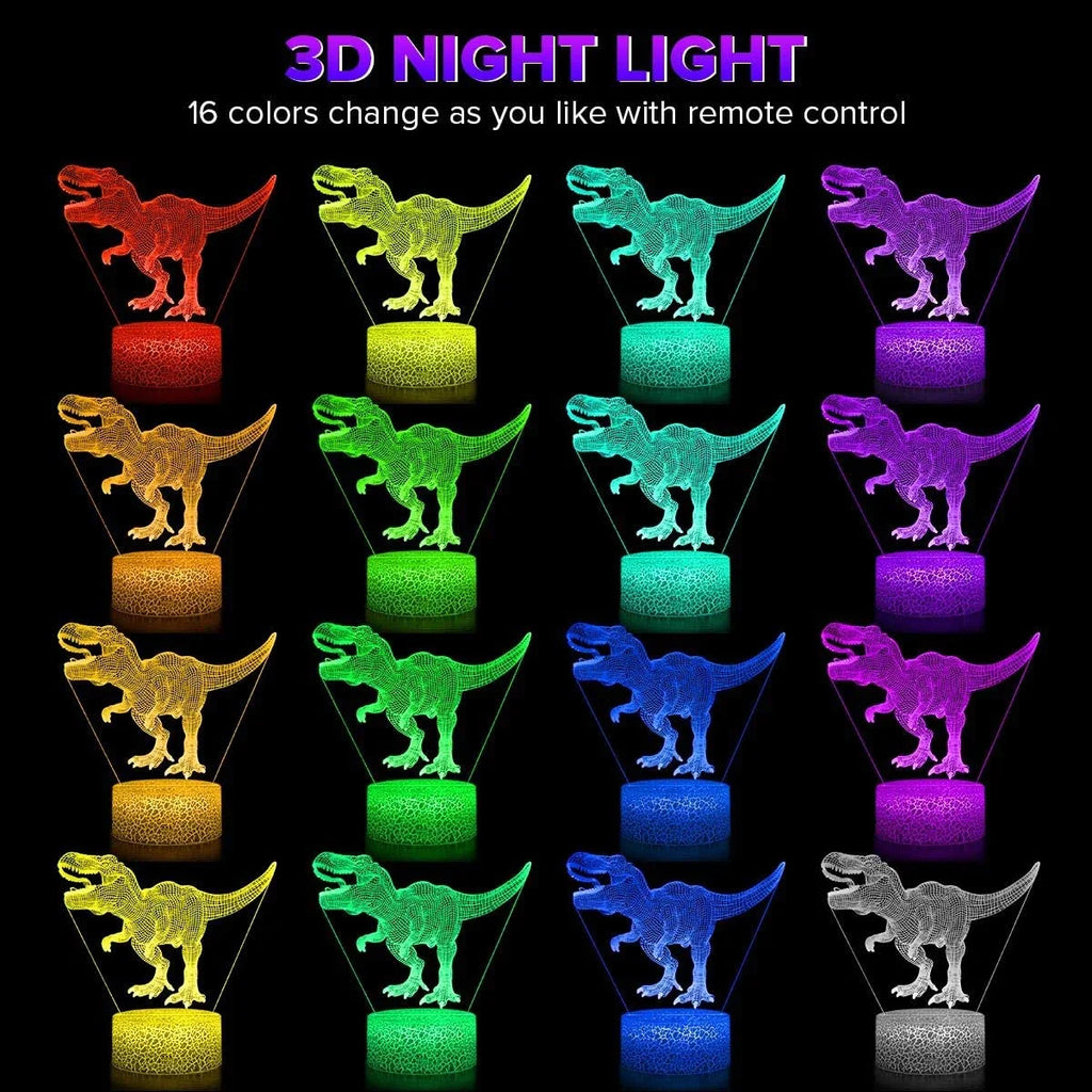 3D Dinosaur Night Light with Remote & Touch, 7 Colors + 16 Colors Changing Dimmable G287