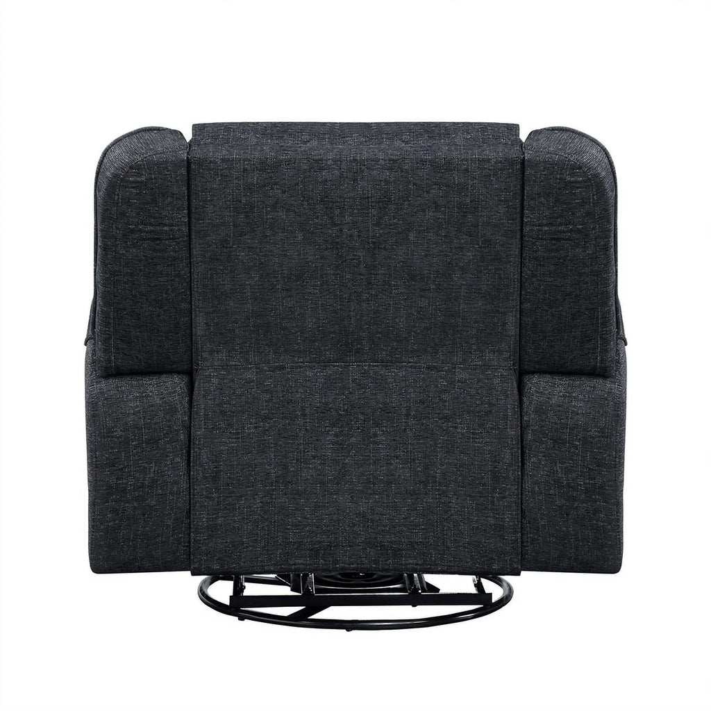 Ebony Chenille Upholstered Swivel Reclining Chair T8774