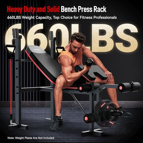 6 in 1 Weight Bench Set with Leg Extension and Preacher Curl F480760