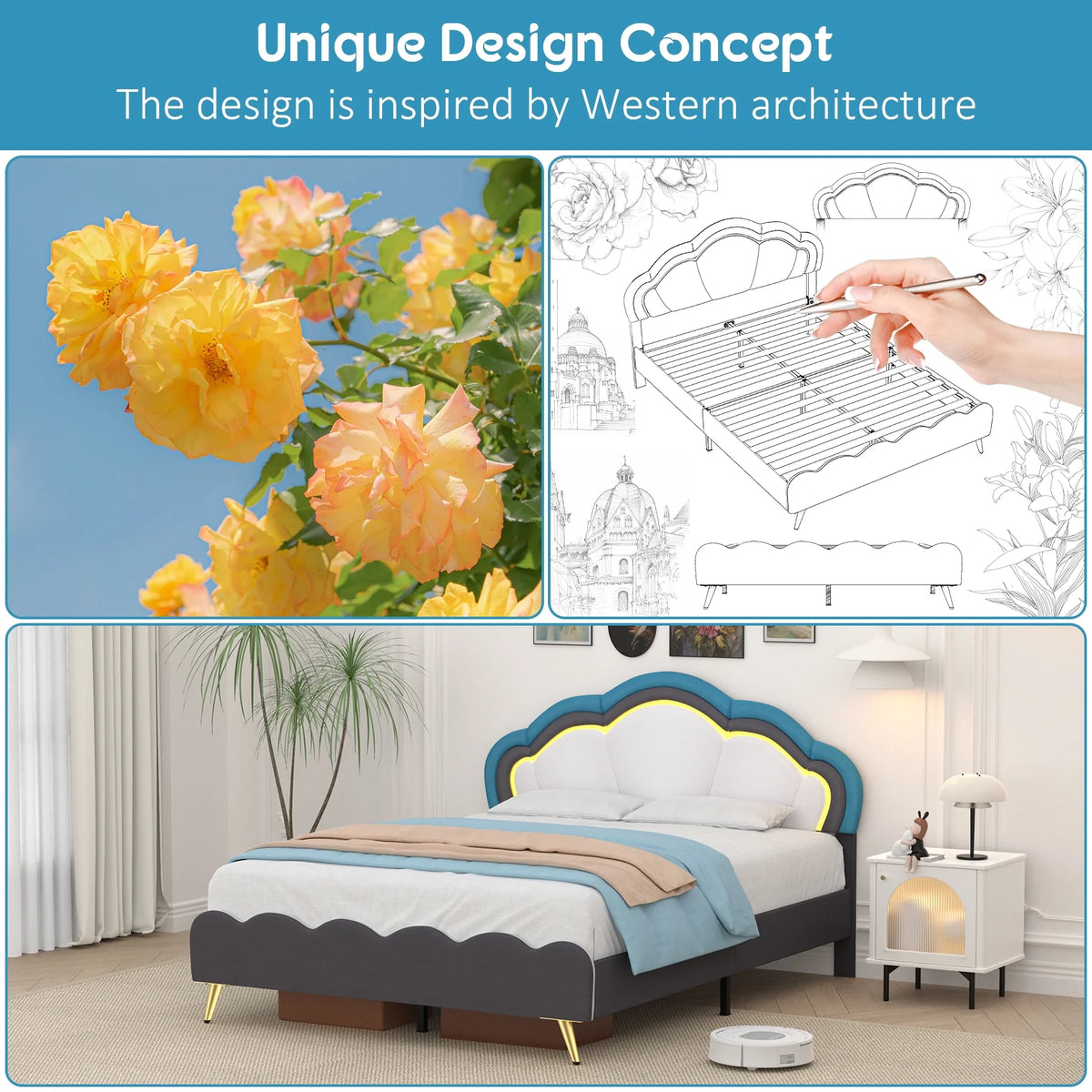 White Velvet Upholstered Twin Size Platform Bed Frame G19276