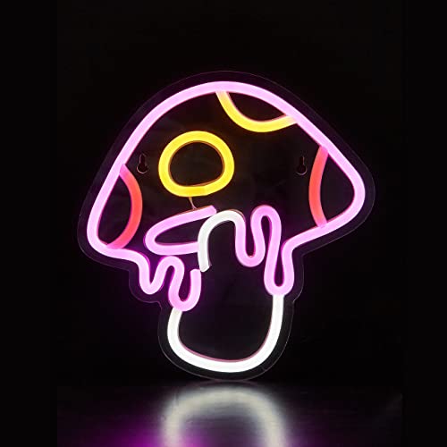LED Neon Mushroom Cute Neon Sign USB Powered Night Light 3D Wall Art Decor Lamp C932