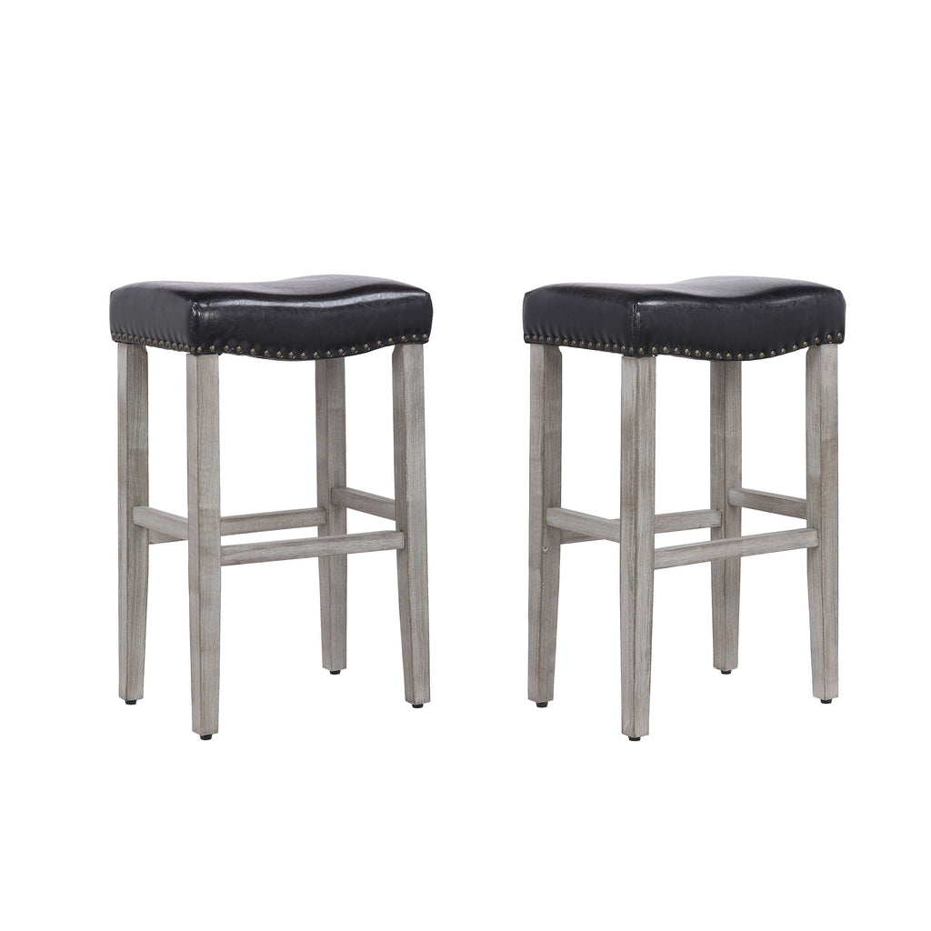 Leather Saddle Bar Stool Set of 2 L67206