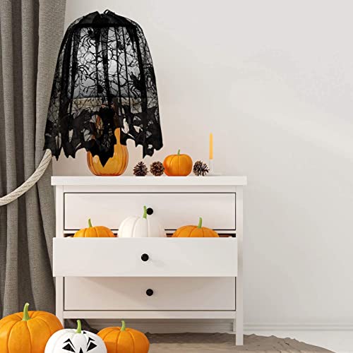 Halloween Decorations Set, Fireplace Mantel Scarf, Spider Table Cover, Lace Table Runner, Cobweb Lampshade, 80 Pcs 3D Bat P56873