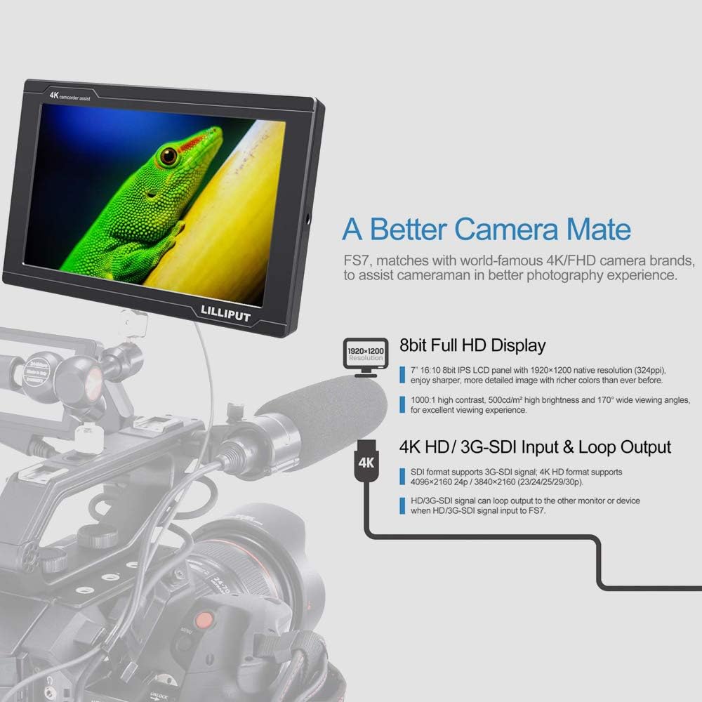 7 inch Metal Full HD 1920x1200 4K HDMI 3G-SDI On Camera Field Monitor D4013