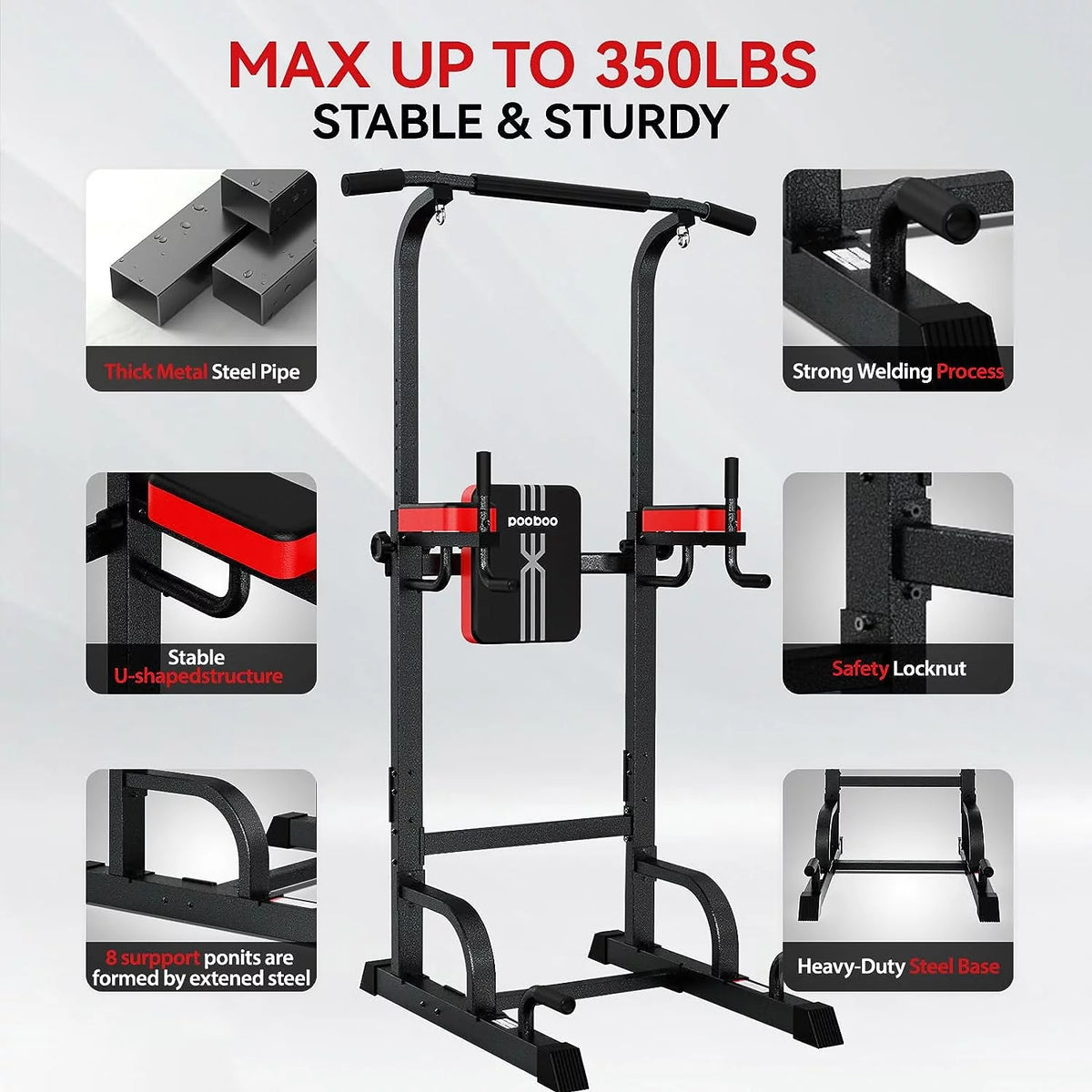 Power Tower Dip Station Pull up Bar 480lbs Z838952