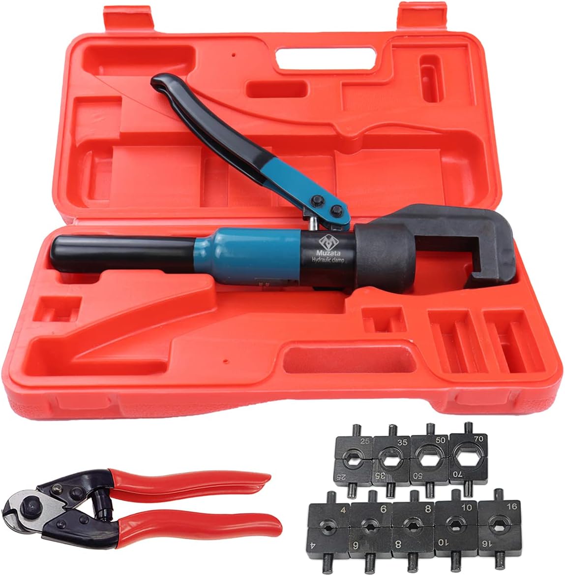 Hydraulic Wire Battery Cable Lug Terminal Crimper Crimping Tool with 9 Pairs Dies U798