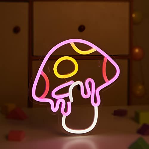 LED Neon Mushroom Cute Neon Sign USB Powered Night Light 3D Wall Art Decor Lamp C932