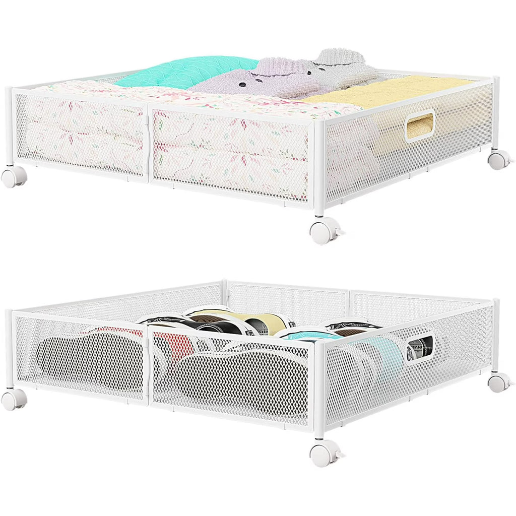 Metal Underbed Storage Containers with Wheels, 2Pack H92267