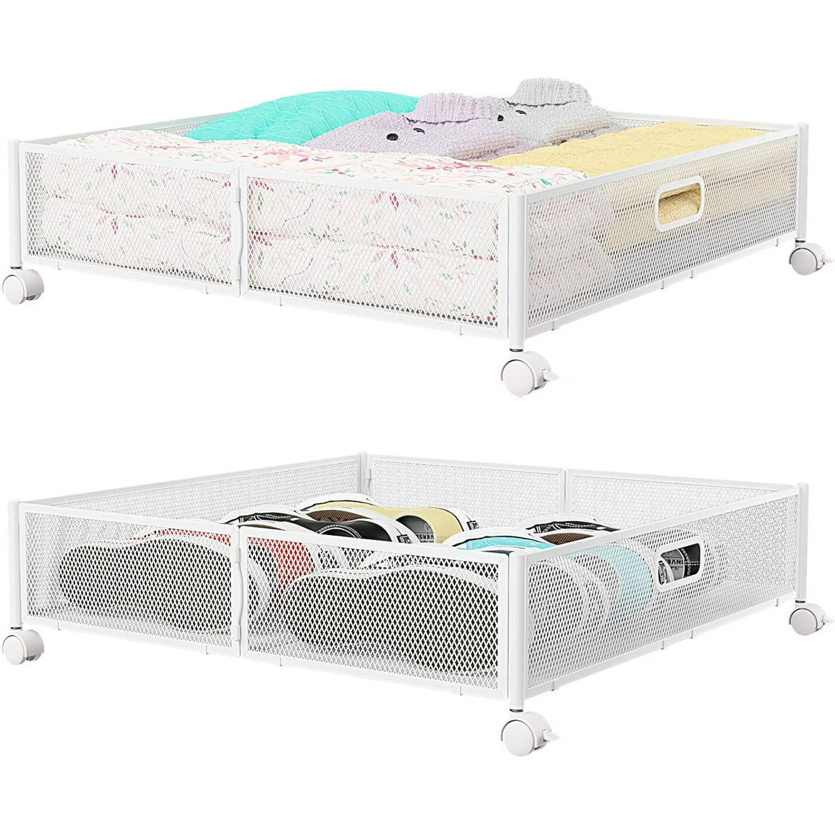 Metal Underbed Storage Containers with Wheels, 2Pack H92267
