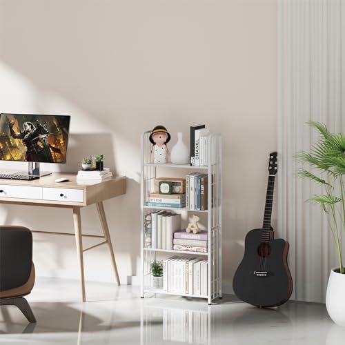 White 5 Tiers Tall Bookshelf Z9556