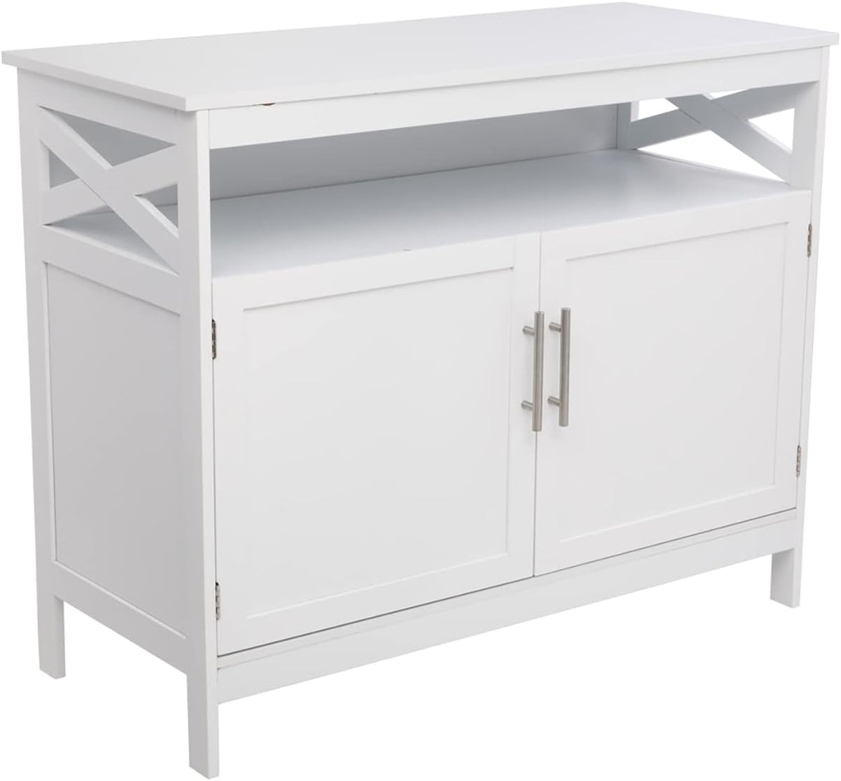 Ivory White Kitchen Sideboard Buffet Storage Cabinet with 2 Drawers J655688