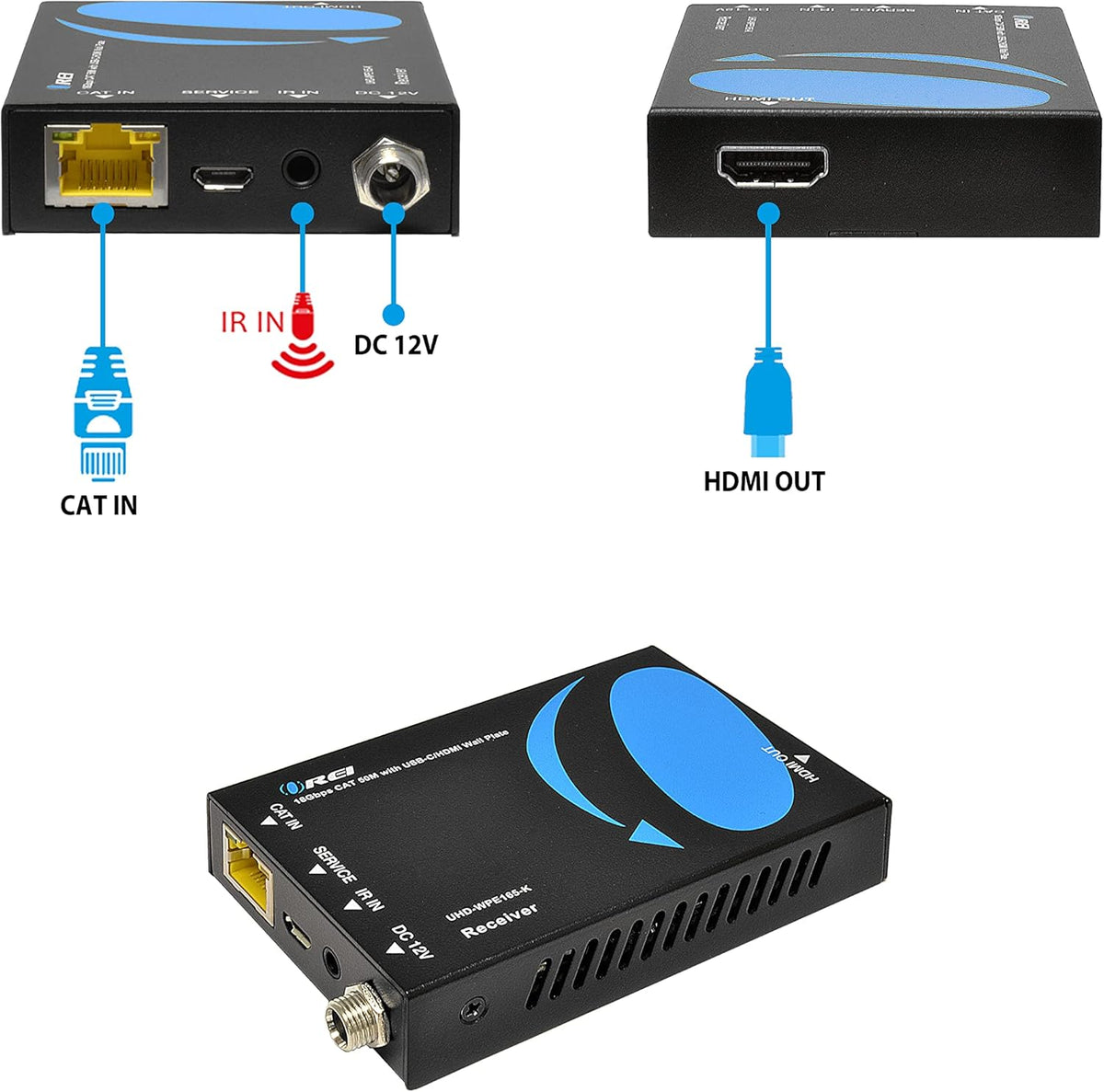HDMI/USB-C Extender Over Cat6/Cat7 Cable 4K 60Hz with HDR & IR Control X887
