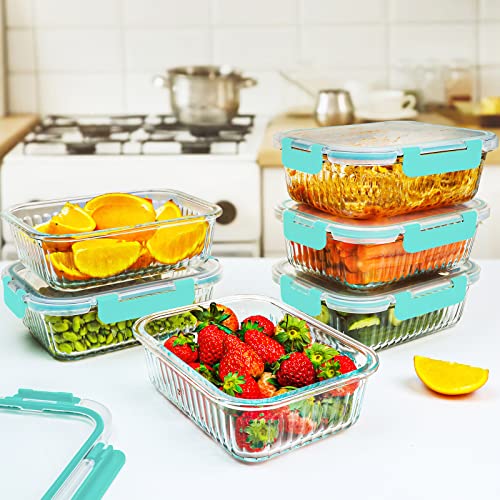 5 Packs 36 oz Glass Food Storage Containers with Lids, White H676