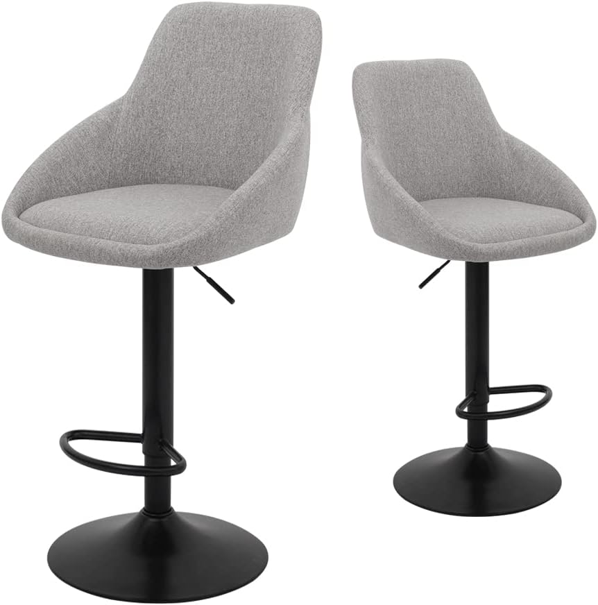 Light Brown Adjustable Swivel Bar Stool Set of 2 K502