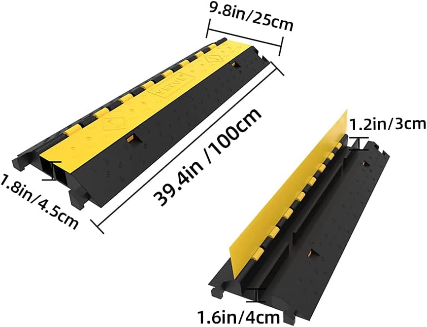 3Pack 39inch Traffic Speed Bumps Cable Protector, 11000lbs per Axle Capacity Rubber Pack of 2 R596