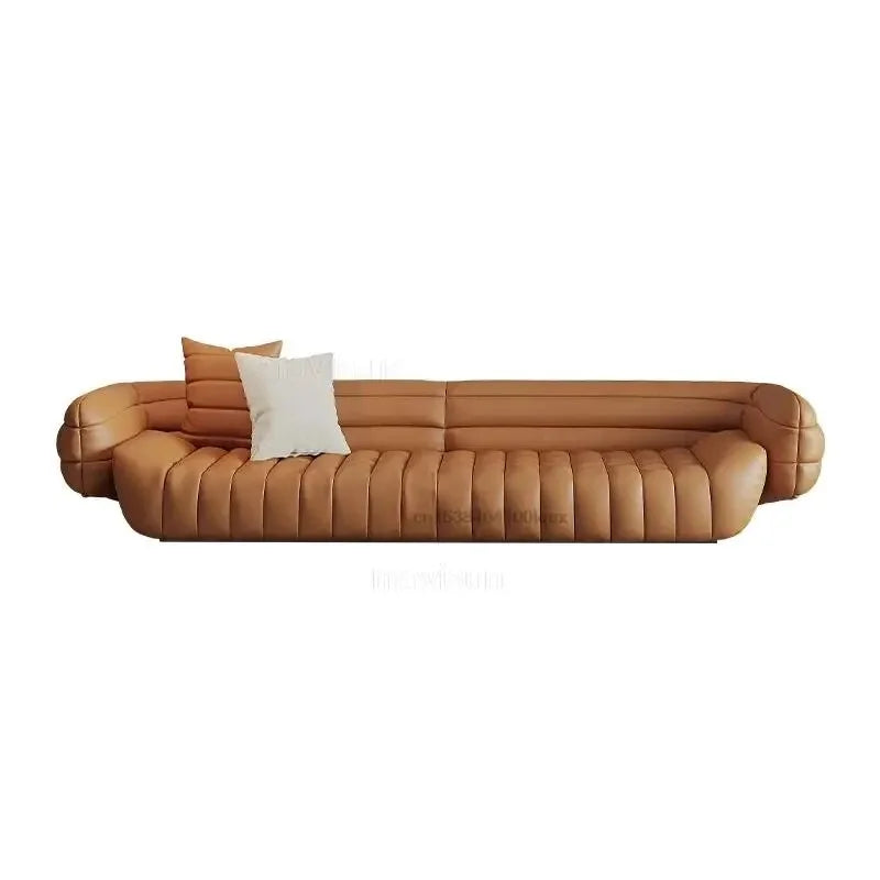 Yellow Light Grey Leather Sofa A43027