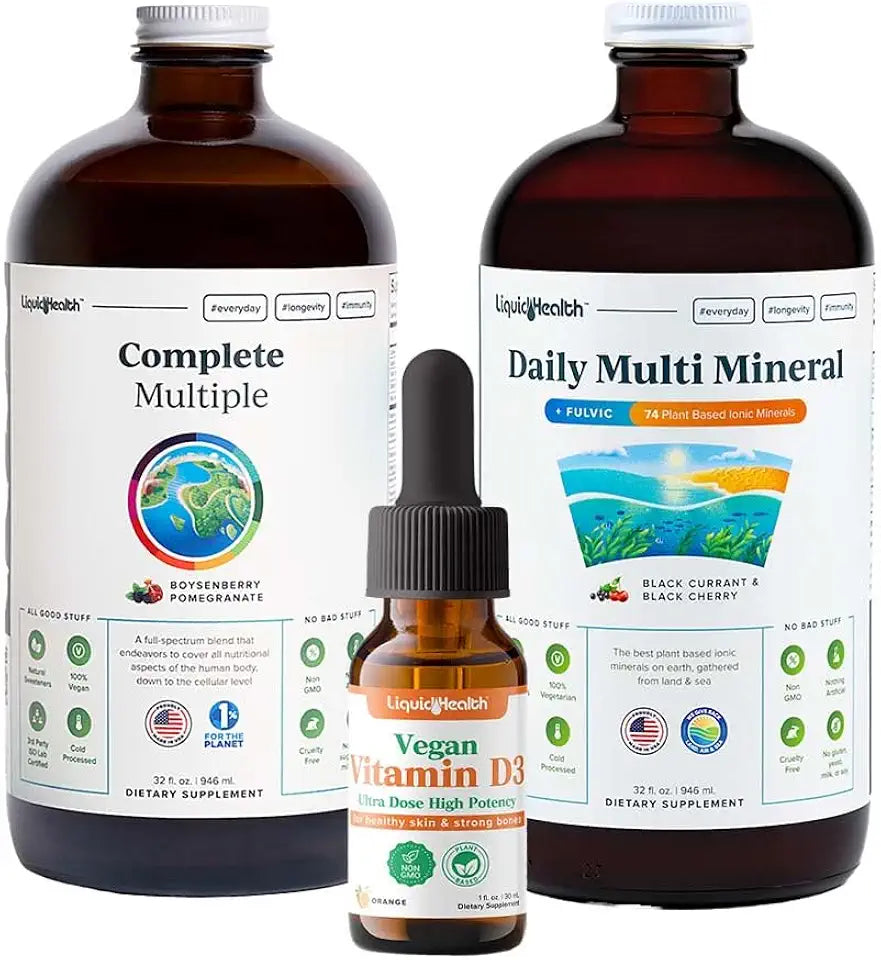Liquid Vitamin Bundle with Multivitamin, Minerals and Vegan Vitamin D3 Drops P784791