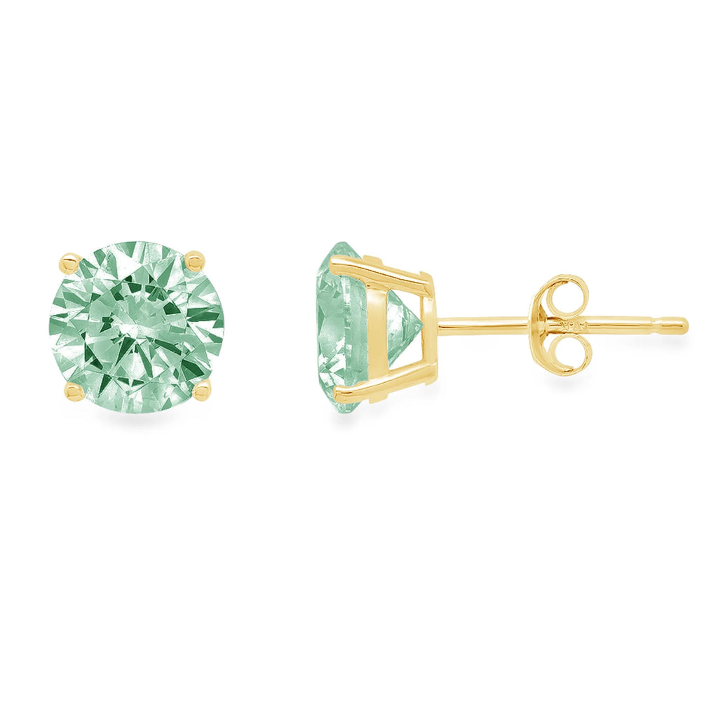 18k Yellow Gold Blue Moissanite Stud Earrings O7800