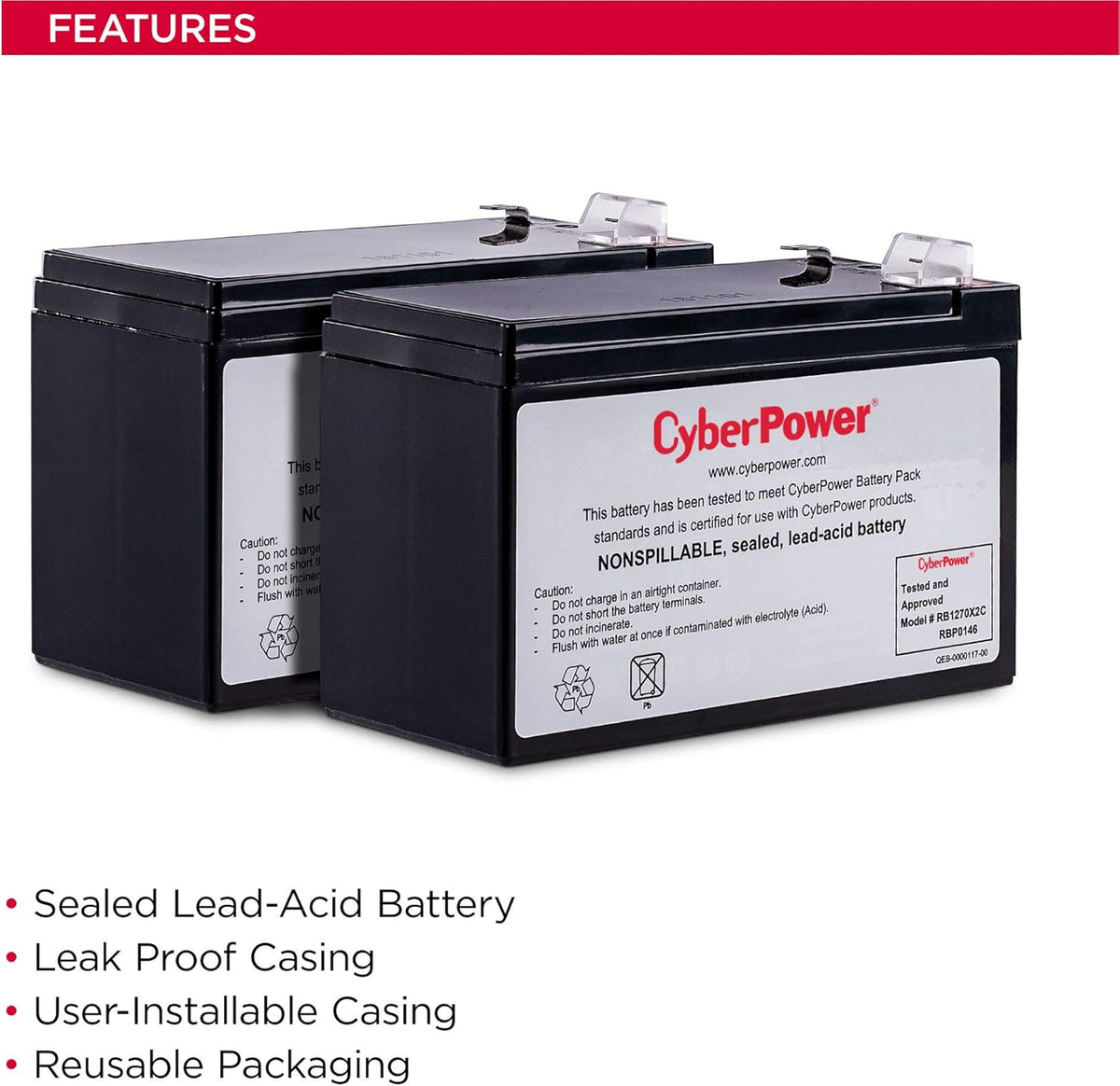 12V/7Ah UPS Replacement Battery Cartridge J5955
