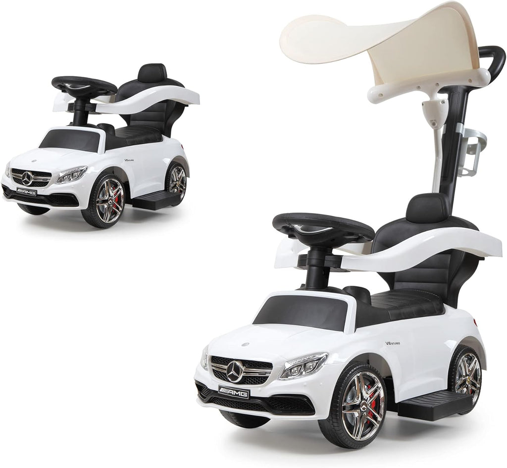 Blue Push Car for Toddlers with Horn Music, Safety Bar, Sun Canopy, Cup Holder S12792