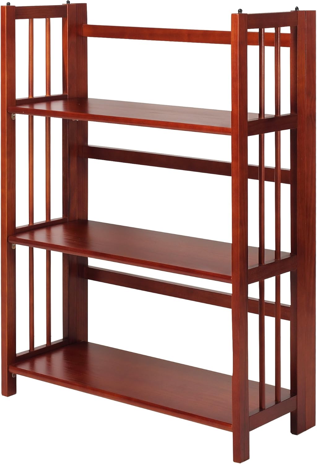 3-Shelf Folding Stackable Bookcase, Mahogany G5637