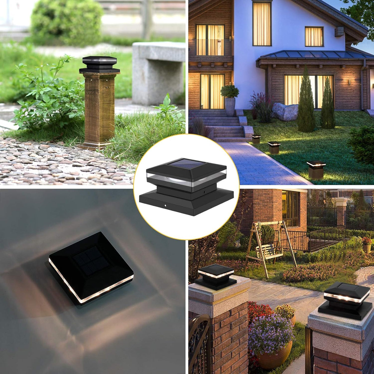 Waterproof Solar Post Cap Lights 4 Packs R717232