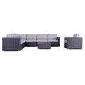 Black Wicker Sectional Set with Cushions P543