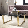 Black Faux Marble and Brass Coffee Table Y742