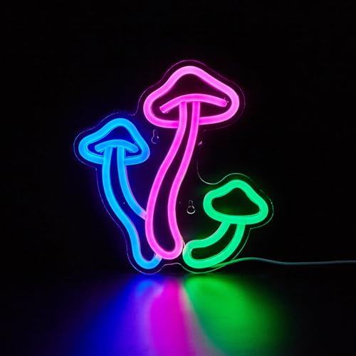 LED Neon Mushroom Cute Neon Sign USB Powered Night Light 3D Wall Art Decor Lamp C932