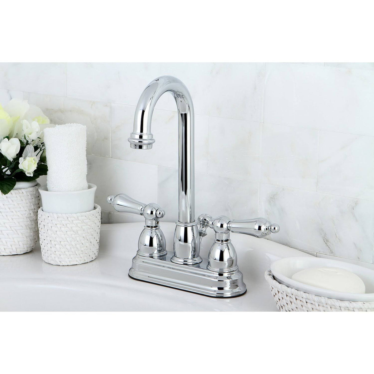 Two Handle Centerset Lavatory Faucet with Pop-Up Polished Brass U27013