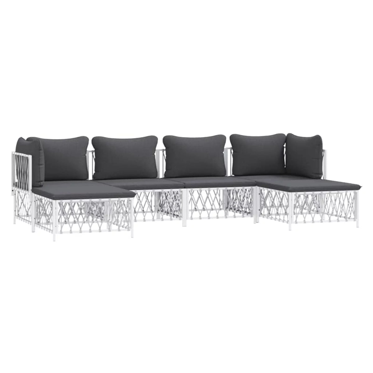 6 Piece Patio Set with Cushions White Steel S786626