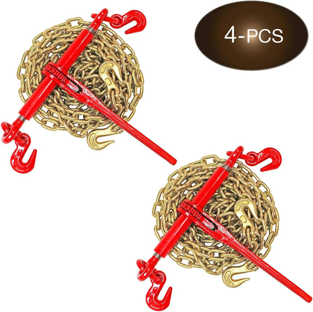 5/16” Grade 70 Chain and Load Binder Kit with 4 Binders and 4 Chains T2864