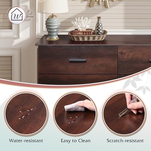 Brown 6 Drawer Wood Dresser G789