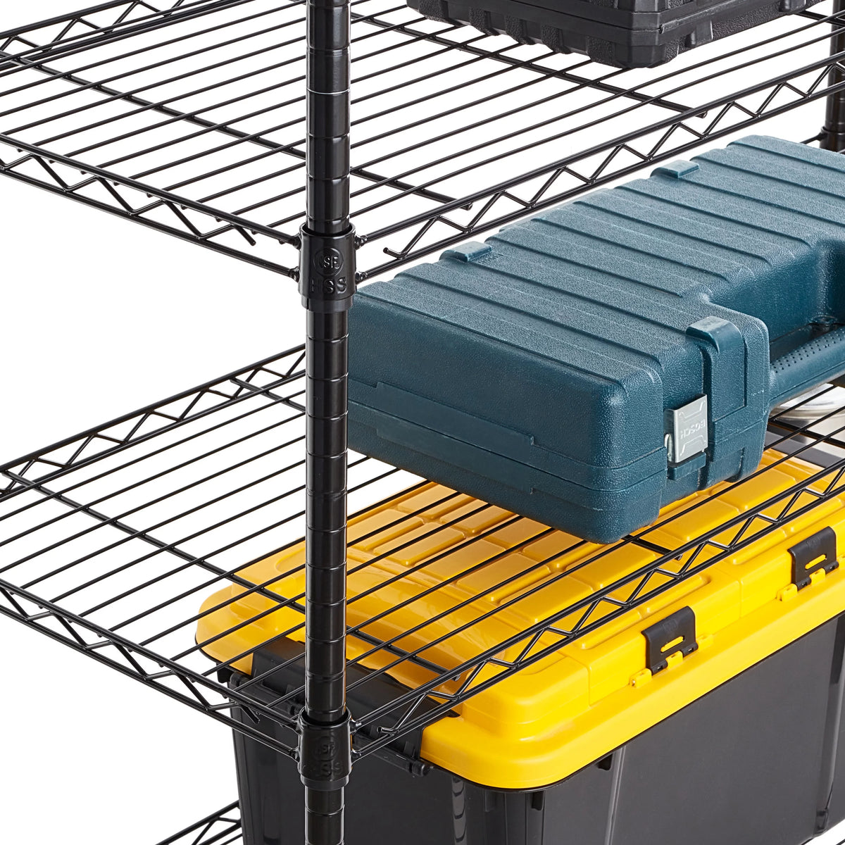 Steel 6-Tier Storage Shelf Unit Black F3640